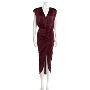 Veronica Beard Silk Ruched Midi Dress